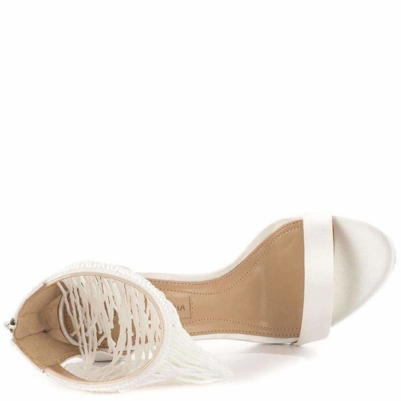 BCBG white tassel sandal heels - Picture 7 of 9
